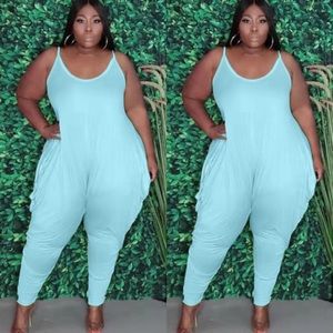 Casual Blue Strap Loose Jumpsuit